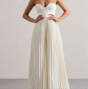 Club L London Cream Strapless Jumpsuit
